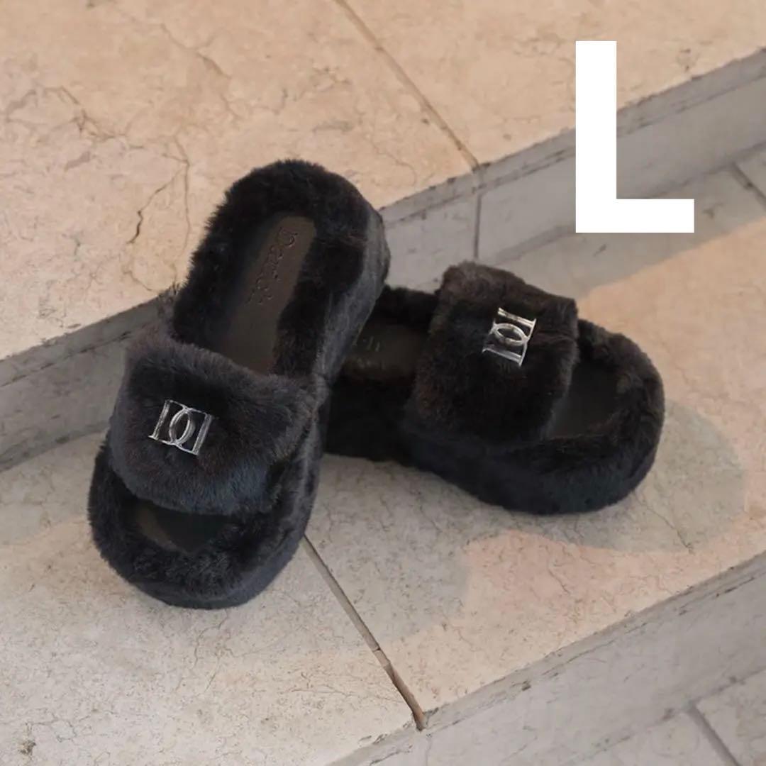 Darich ダーリッチ プラットフォームファーサンダル BLK Lサイズ