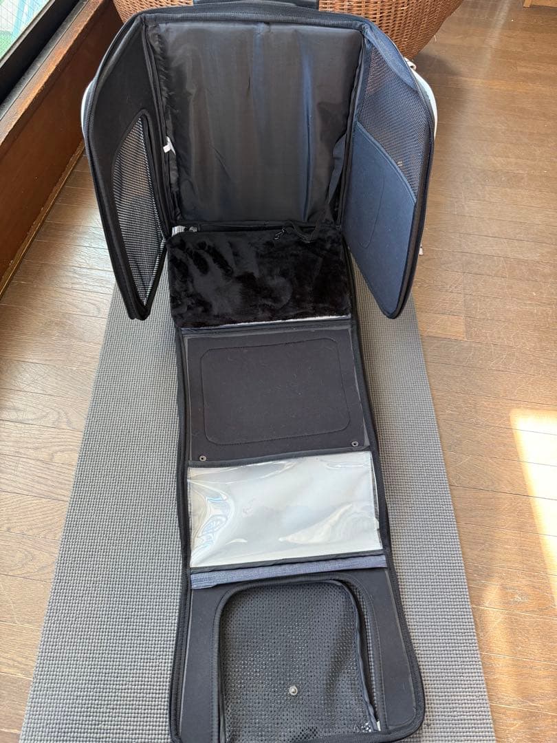 グレー キャリーバッグ フリース内装　犬用