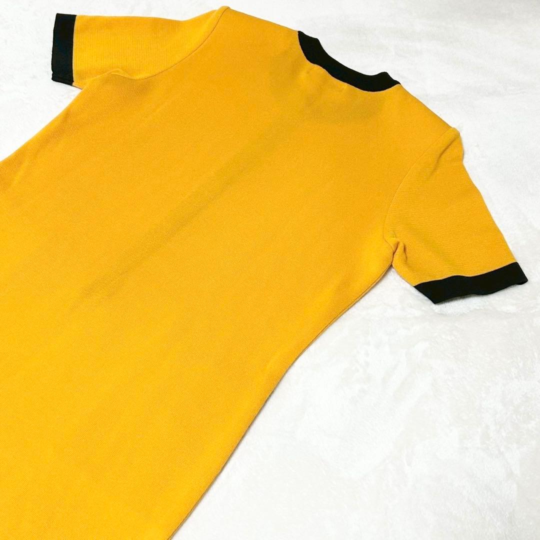 ★美品★イヴサンローラン　ワンピース　M カサンドラロゴ　金ボタン　バイカラー