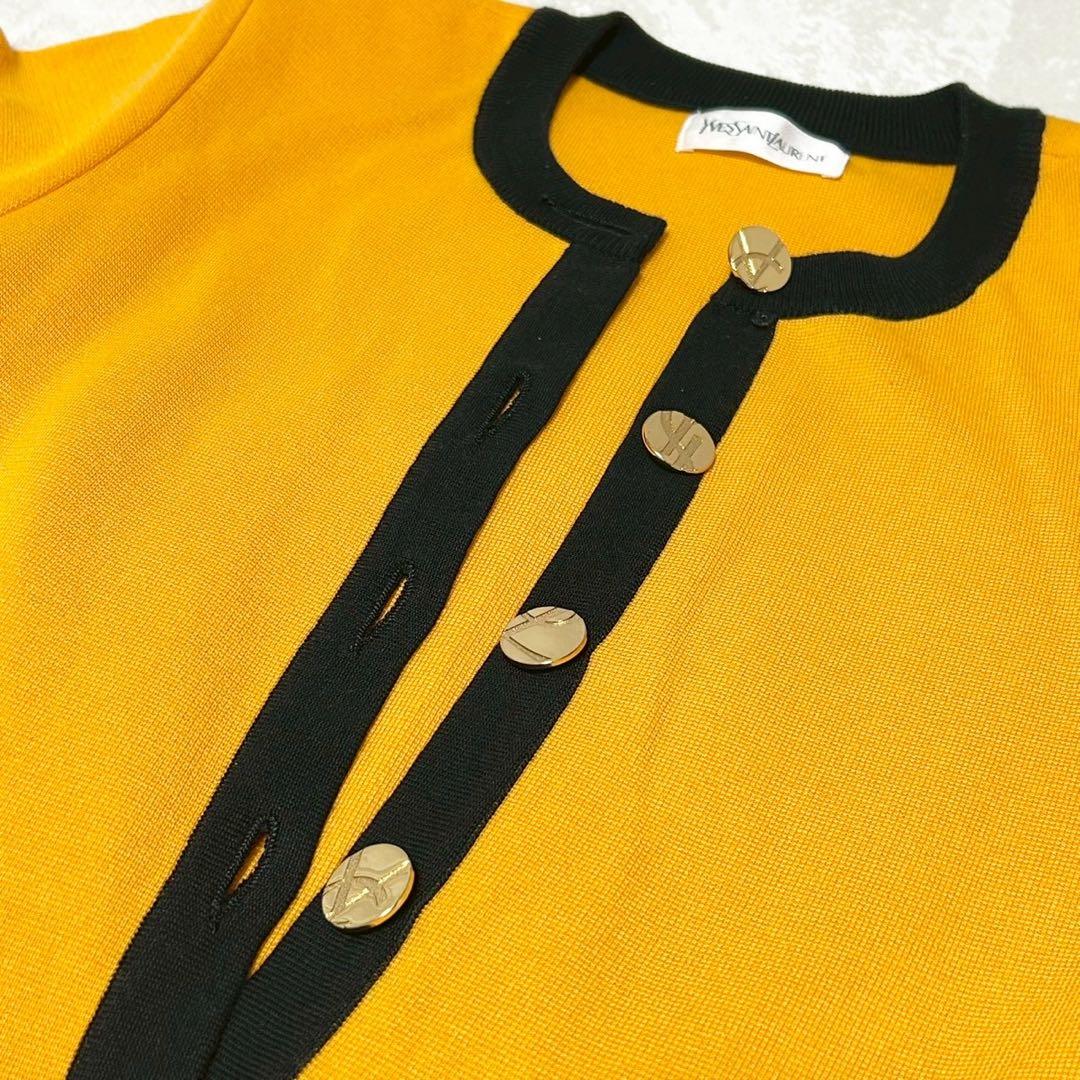 ★美品★イヴサンローラン　ワンピース　M カサンドラロゴ　金ボタン　バイカラー