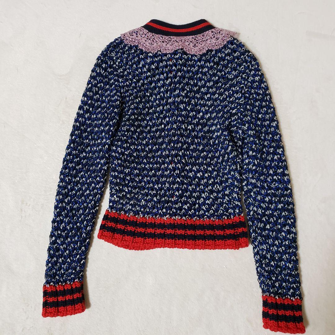 GUCCI (グッチ) インターロッキング　パールボタン ラメニットカーディガン