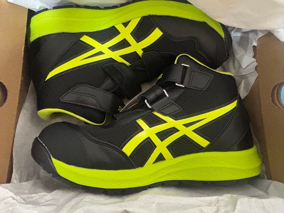 asics ハイカット安全靴 ブラック/ライム