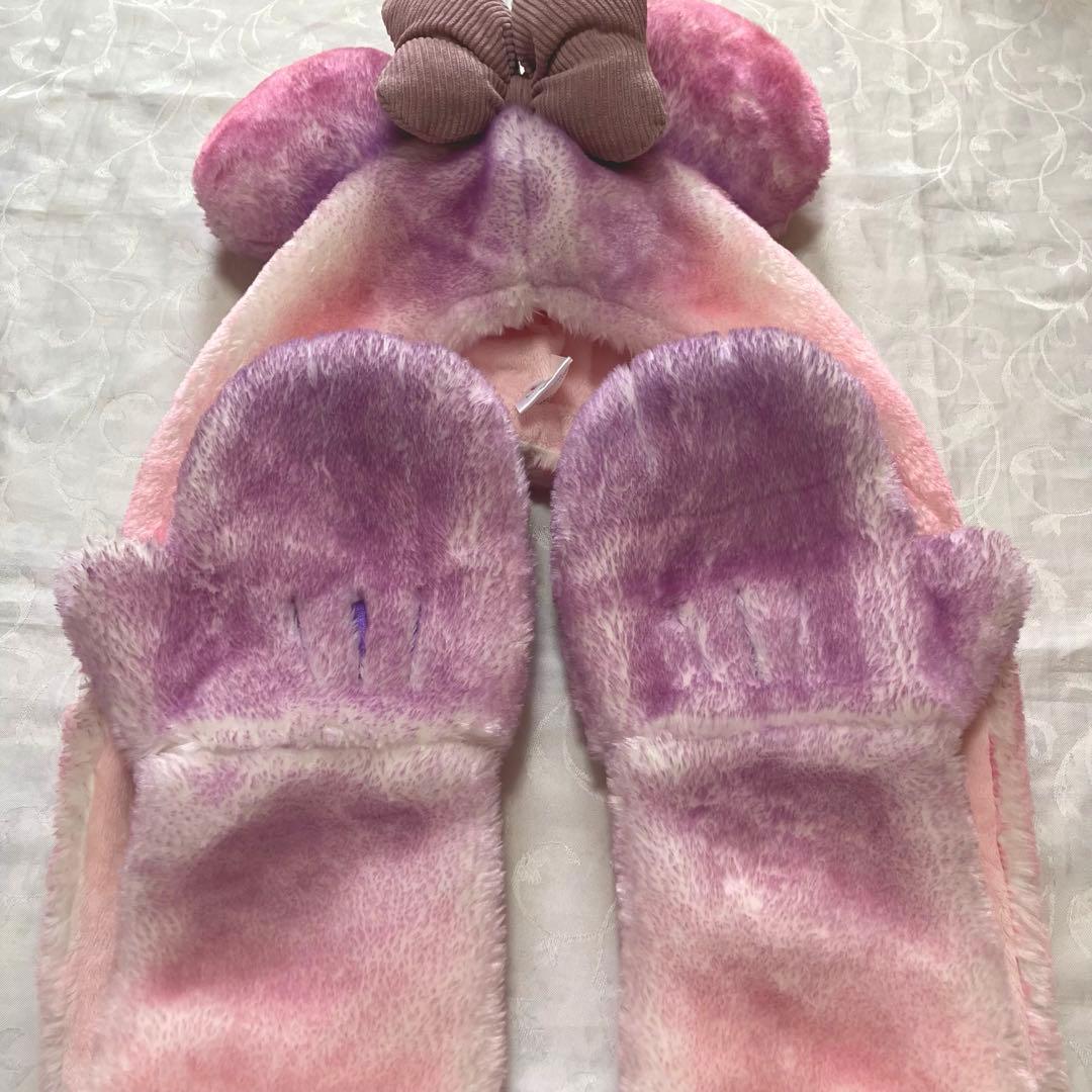 ディズニー ファンキャップ　ミニー　マフラー　手袋　ピンク　紫　レア