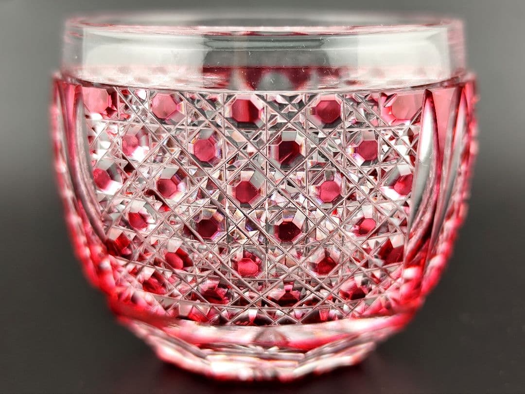 超希少品☆江戸切子 木村泰典 猪口 金赤（切子 江戸切子 薩摩切子）