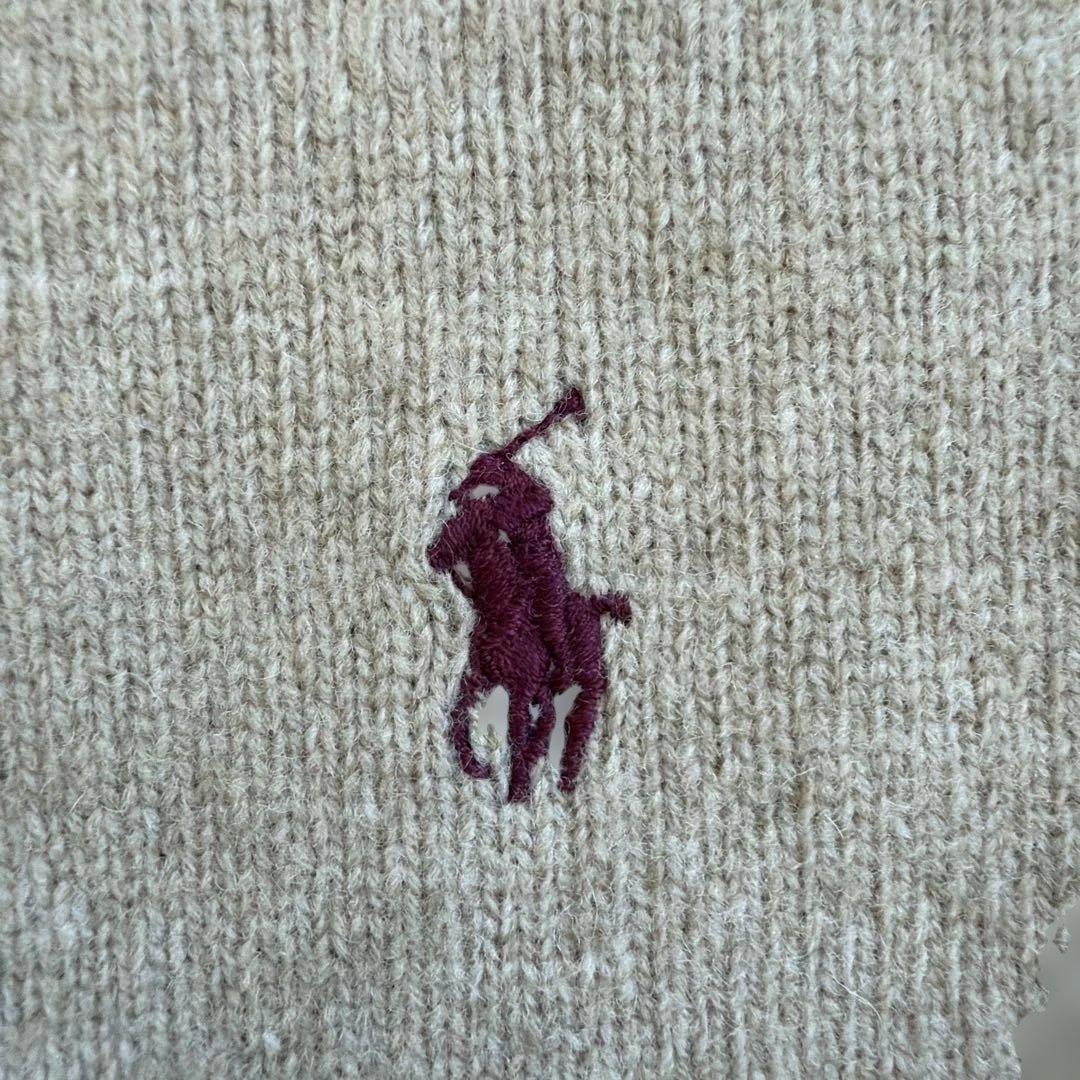 【Ralph Lauren】希少貝ボタン・ラムウール男性用ニットポロ　ベージュ