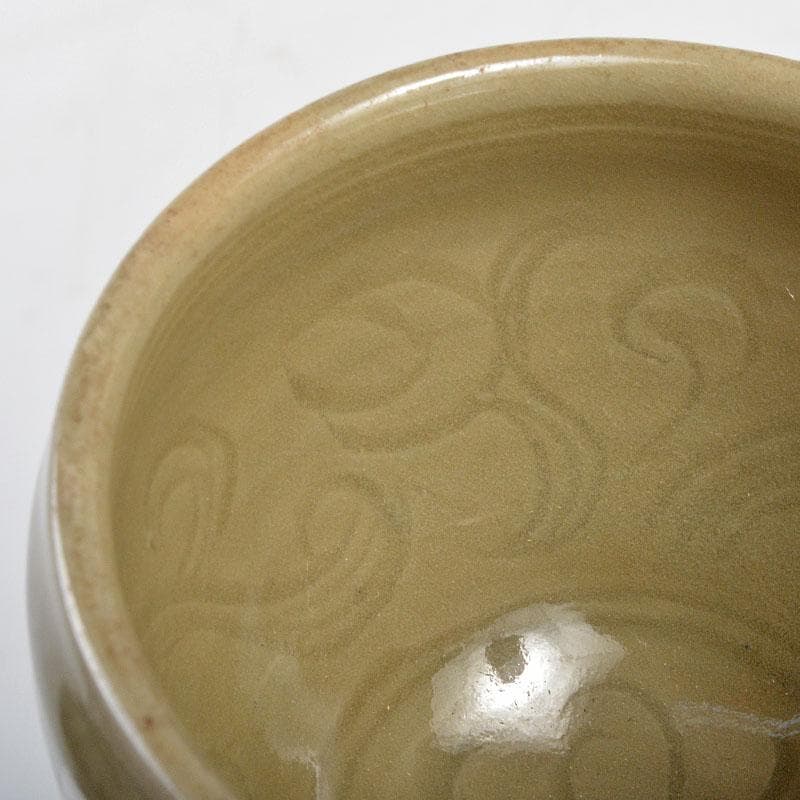 中国　龍泉窯　青磁　印刻花文　茶碗　V　R4254