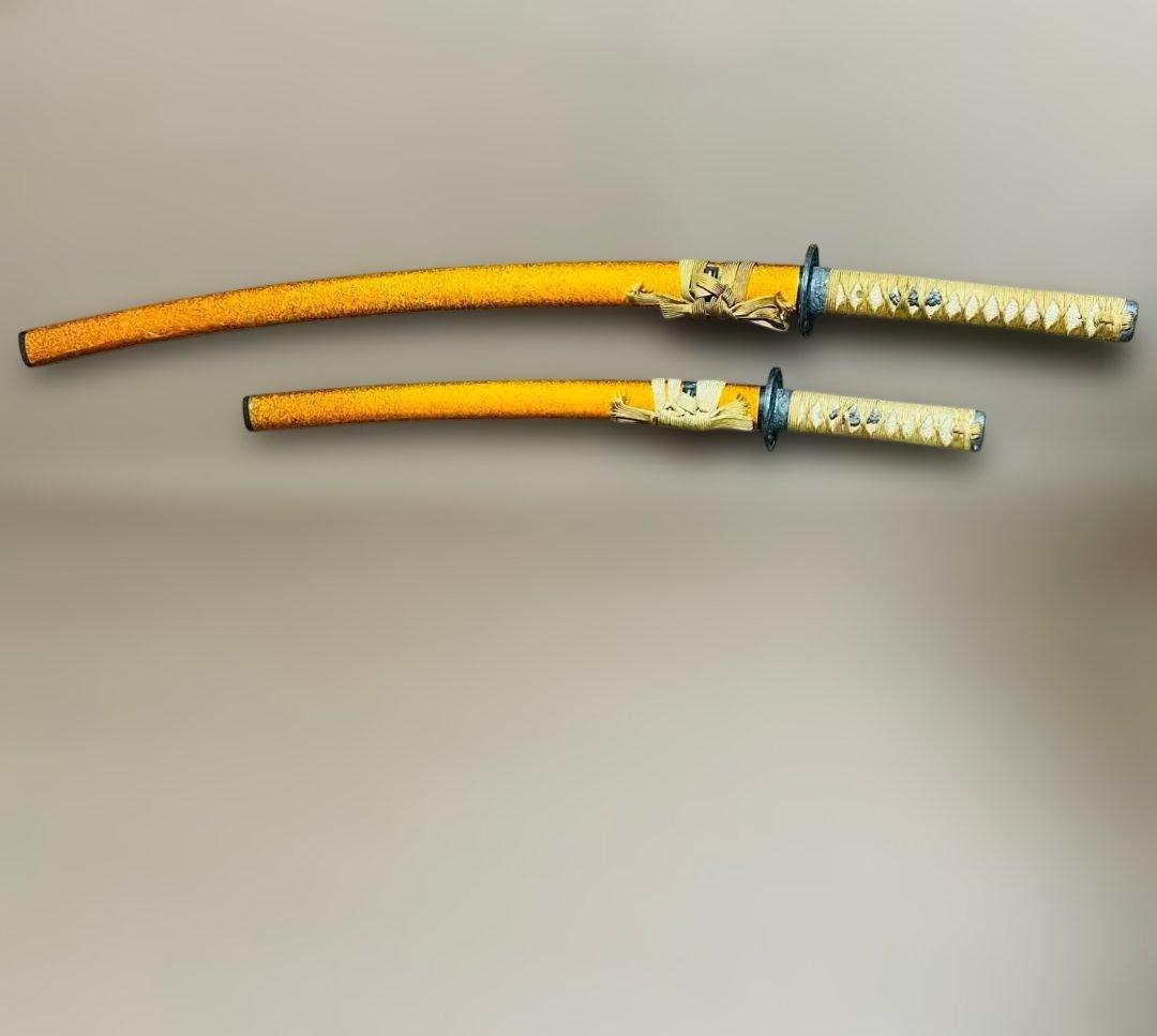 高級模造刀　居合刀　のたれ刃紋　2本セット　打刀　脇差　インテリア （刀6）