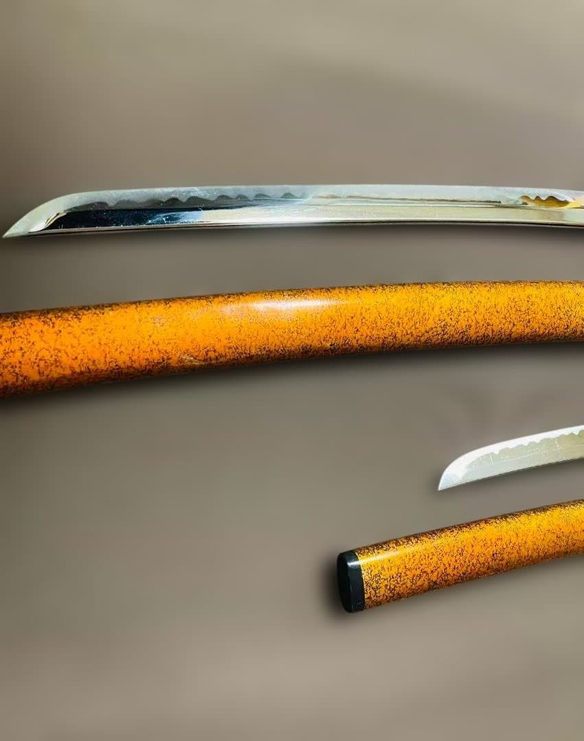 高級模造刀　居合刀　のたれ刃紋　2本セット　打刀　脇差　インテリア （刀6）