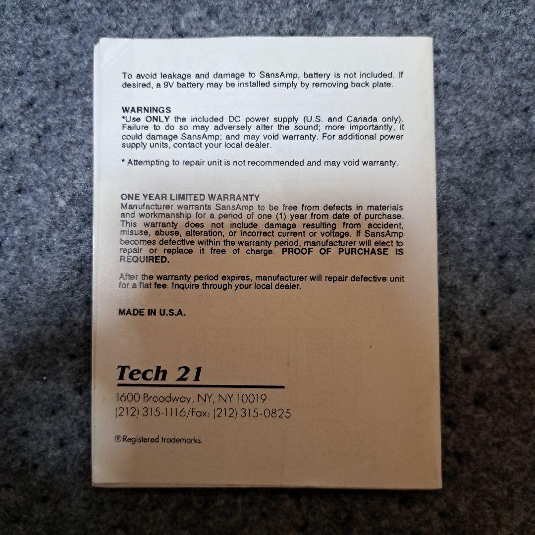 N*n様 Tech 21 SansAmp Classic ギターエフェクター