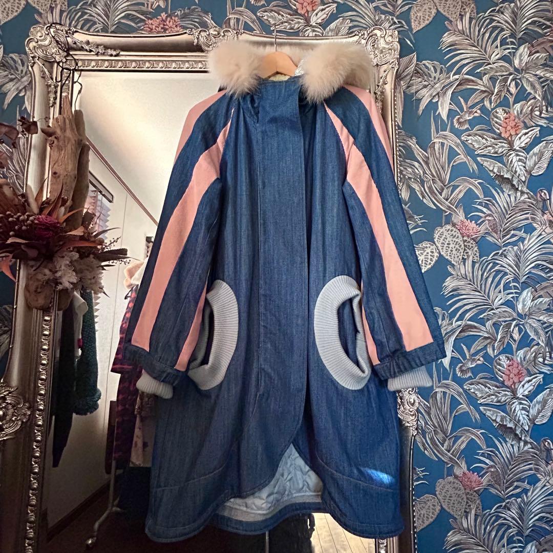 【美品】ツモリチサト モッズコート デニム✖️コーデュロイ ファー付き