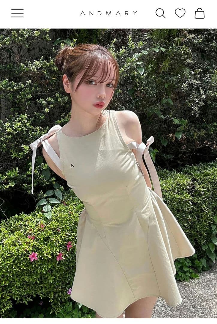 ワンピース Jozy ribbon flare mini dress / andmary