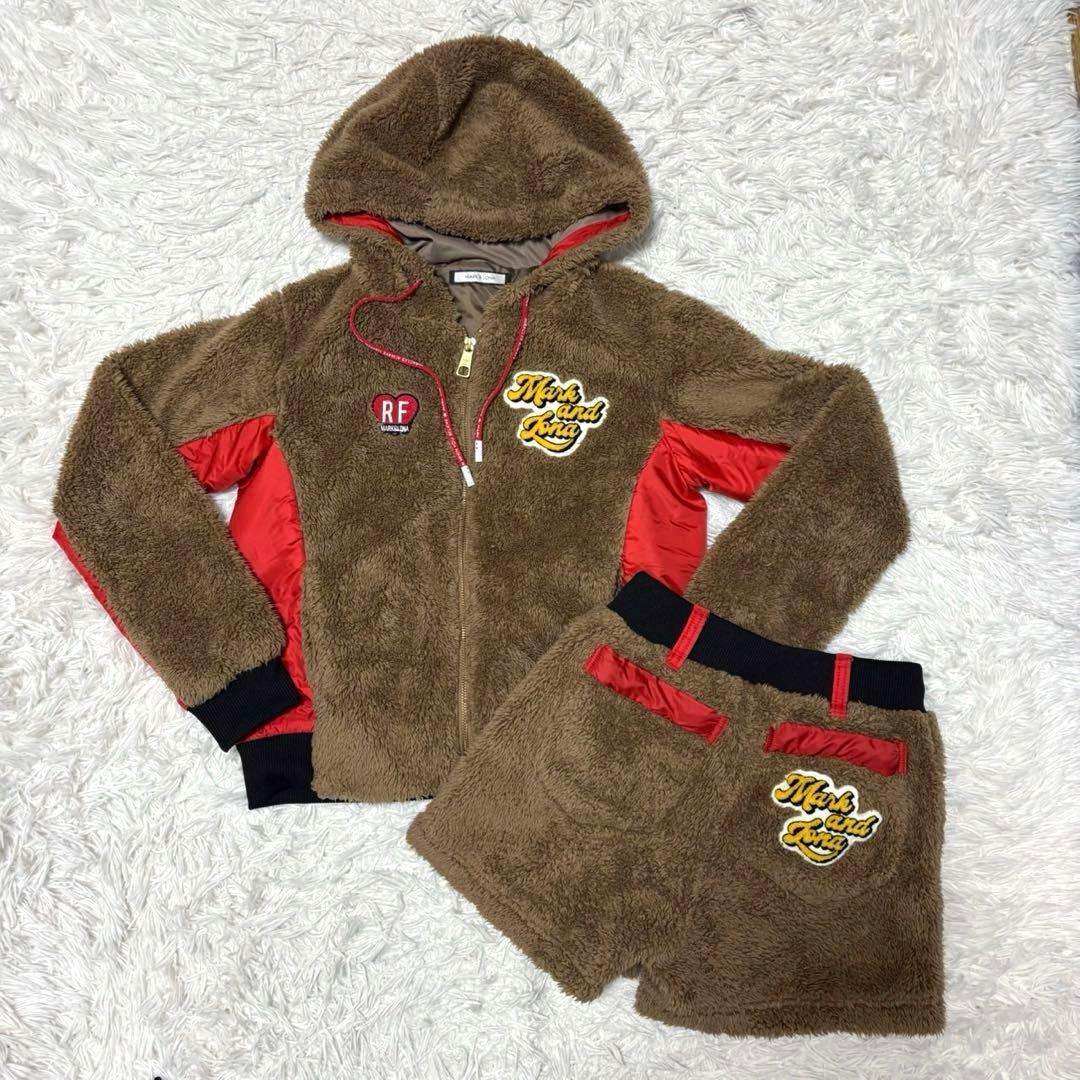 マークアンドロナ セットアップ ファー ボア パーカー パンツ ゴルフ ウェア