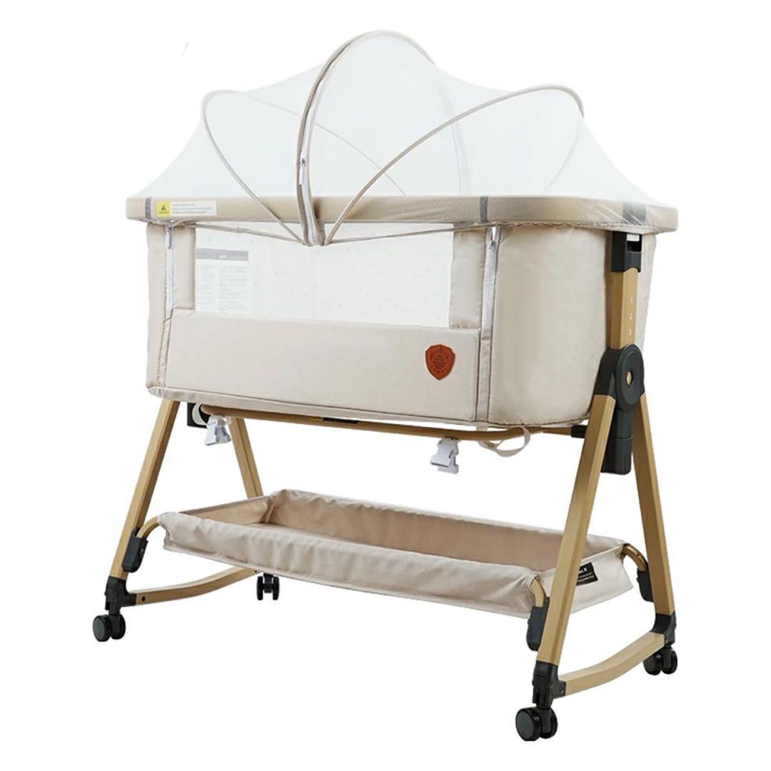 ベージュ 折りたたみベビーベッド 収納バッグ付き