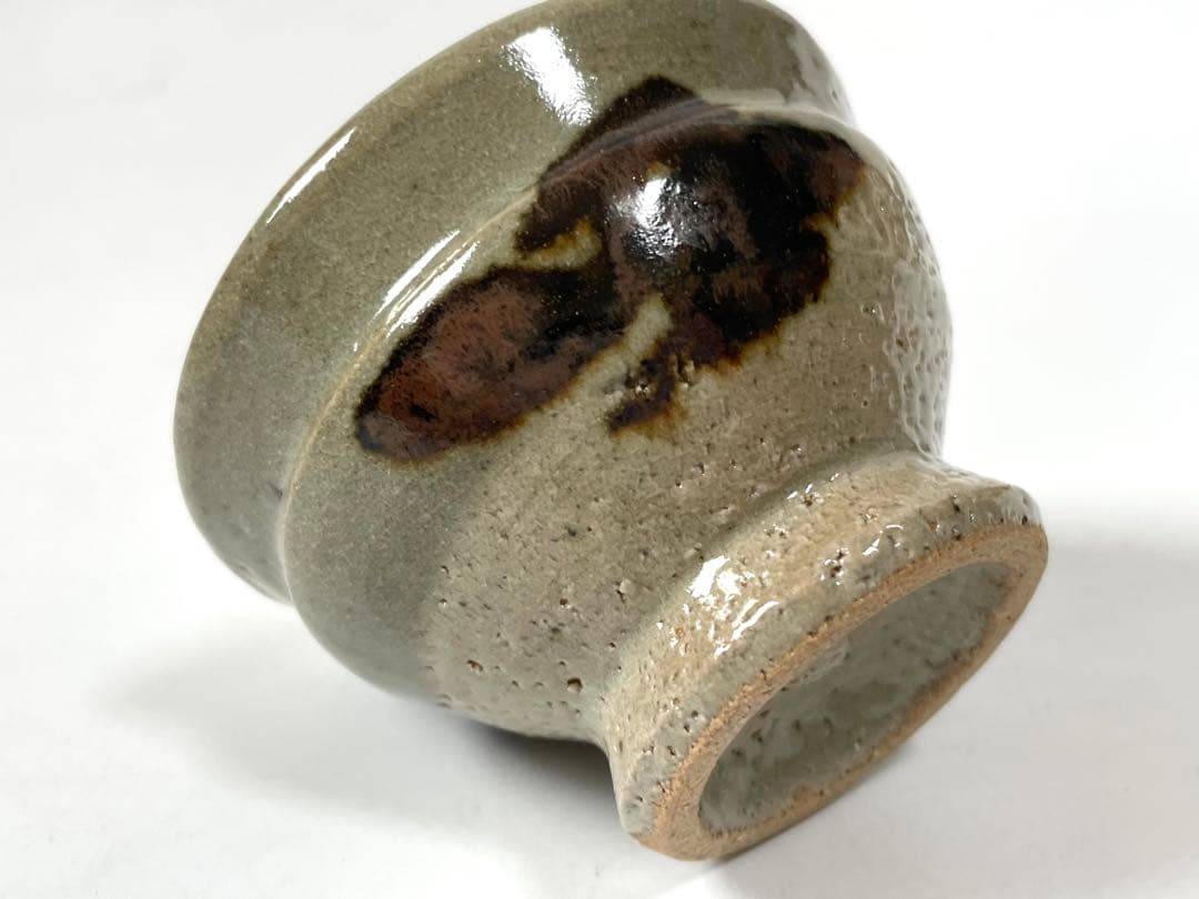 陶芸家　人間国宝　濱田庄司　浜田庄司　鉄絵　胴紐　盃　ぐい呑　酒器　共箱　益子焼