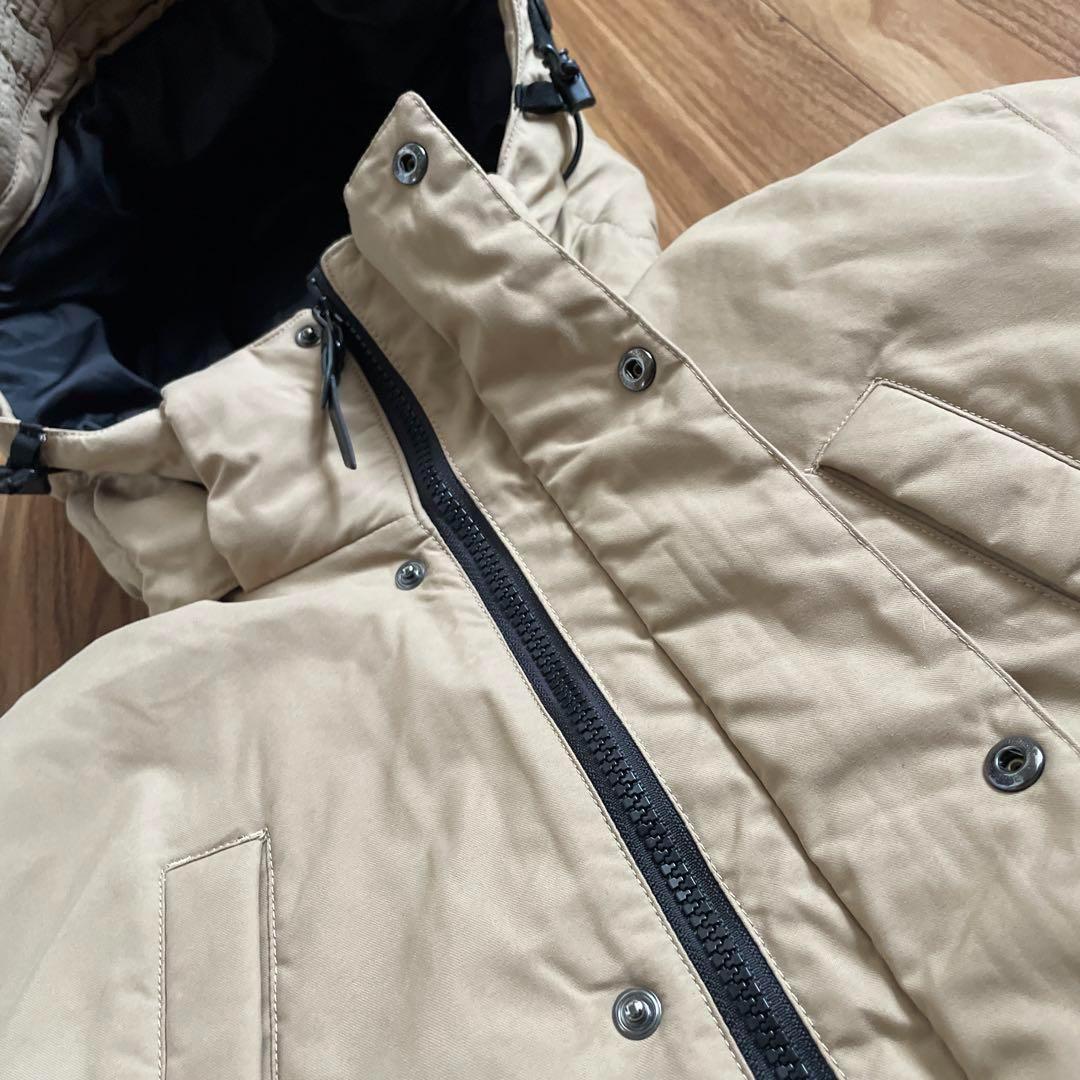 Sノースフェイスマットブラックベージュミドル丈ダウンジャケットコートパーカ