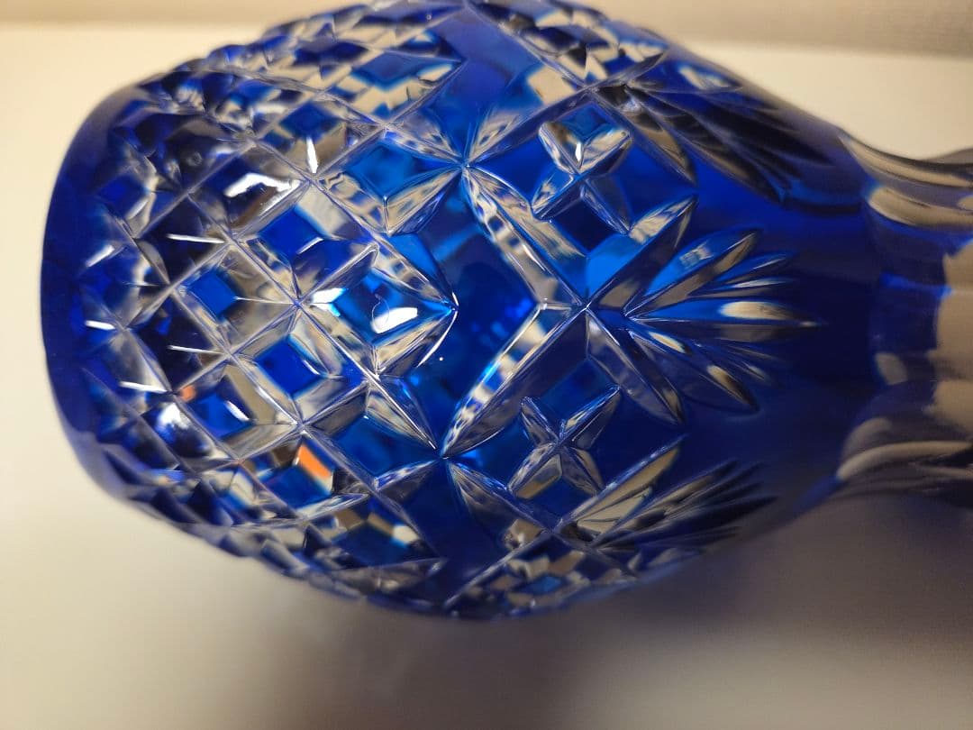 切子 ピッチャー ブルー 手付き