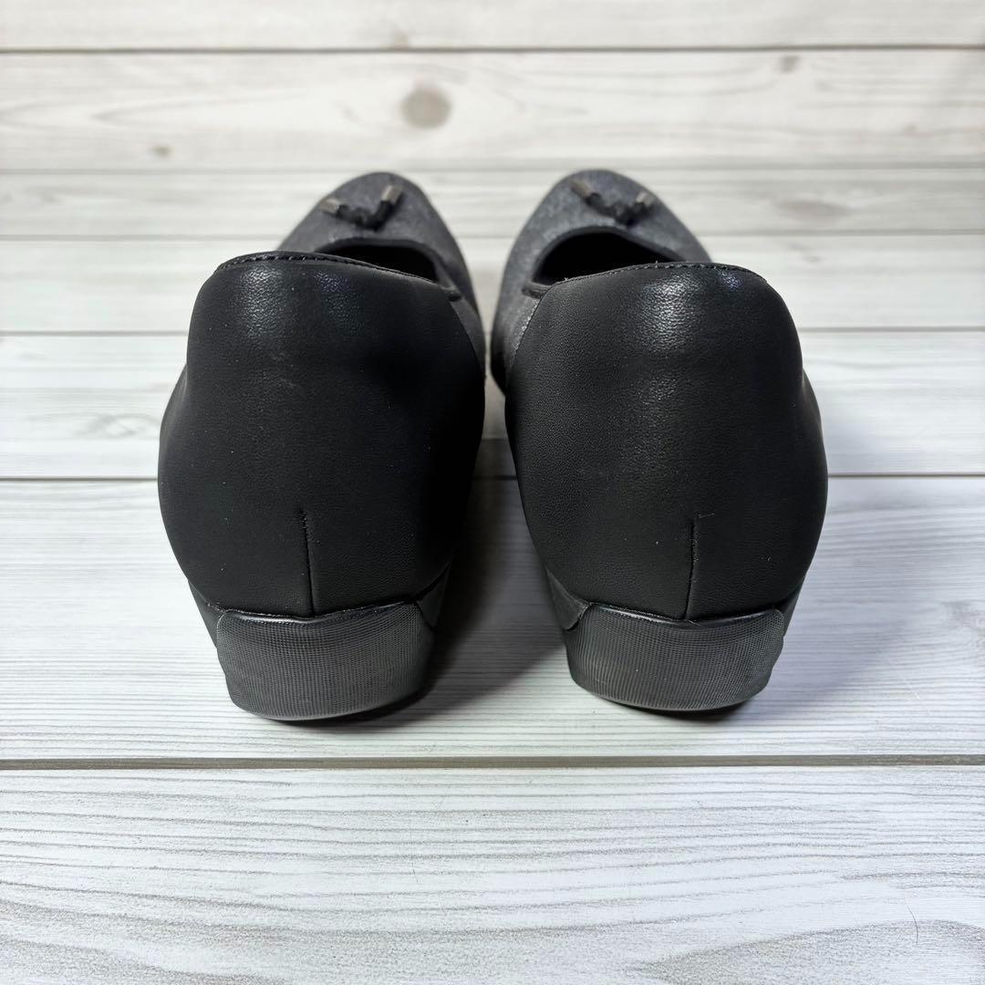 124【ほぼ新品】fitfit コンフォート 撥水 バレエパンプス 黒 24