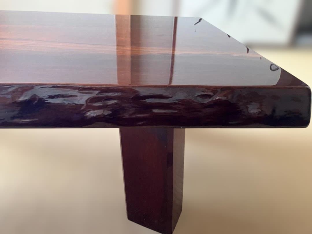 《希少》鈴木家具の天然無垢・高級銘木一枚板座卓（ローテーブル）・光沢仕上げ 和室