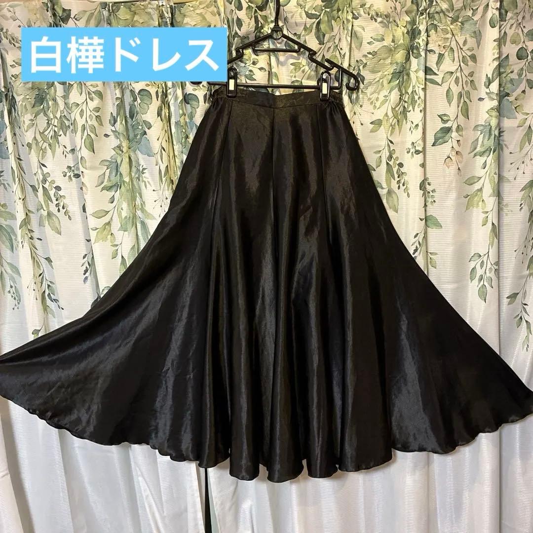 9☆定価3.3万/M/社交ダンス/黒光沢/サテン/白樺ドレス/パソドブレ