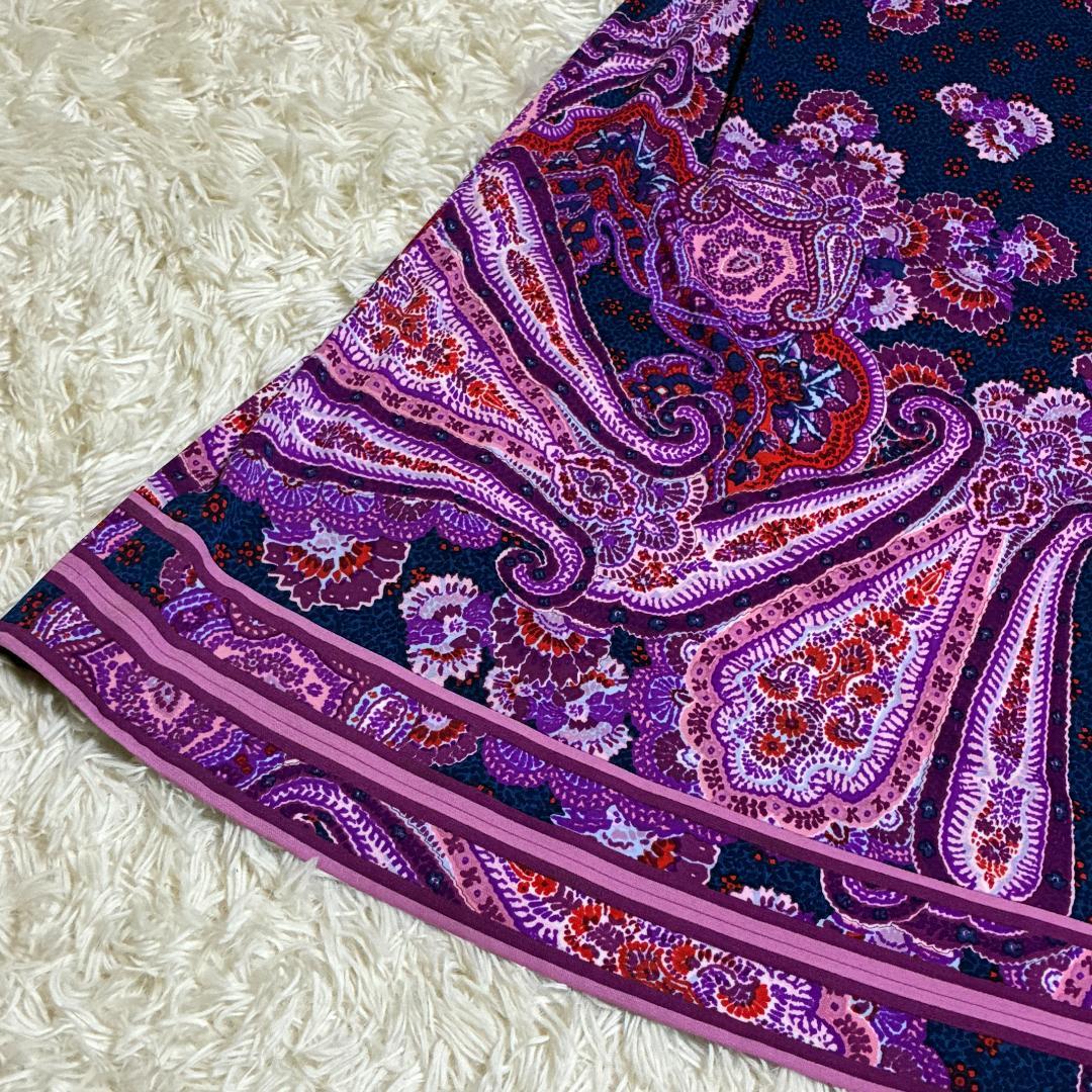 【美品】レオナール　LEONARD　ノースリーブ　リボンワンピース　ペイズリー柄