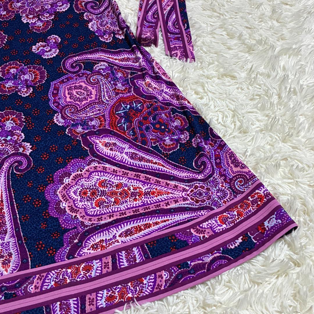 【美品】レオナール　LEONARD　ノースリーブ　リボンワンピース　ペイズリー柄