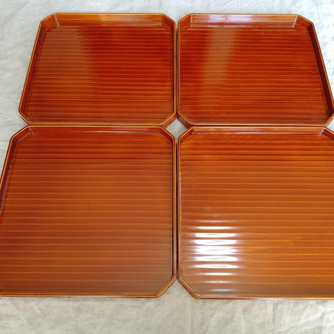 飛騨春慶　春慶塗　懐石膳　四角盆　4枚