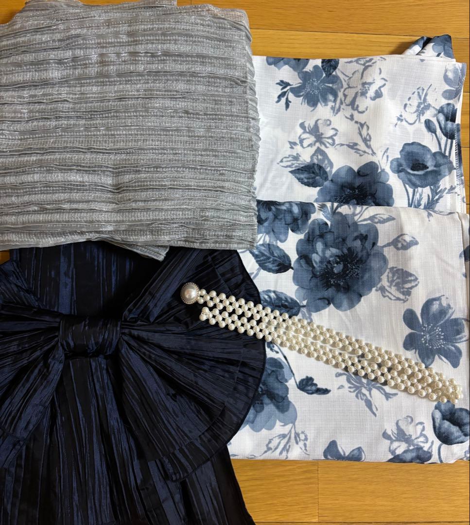 GRL 水彩花柄浴衣セット[gi1519] ラメシアーしわ兵児帯[km118]