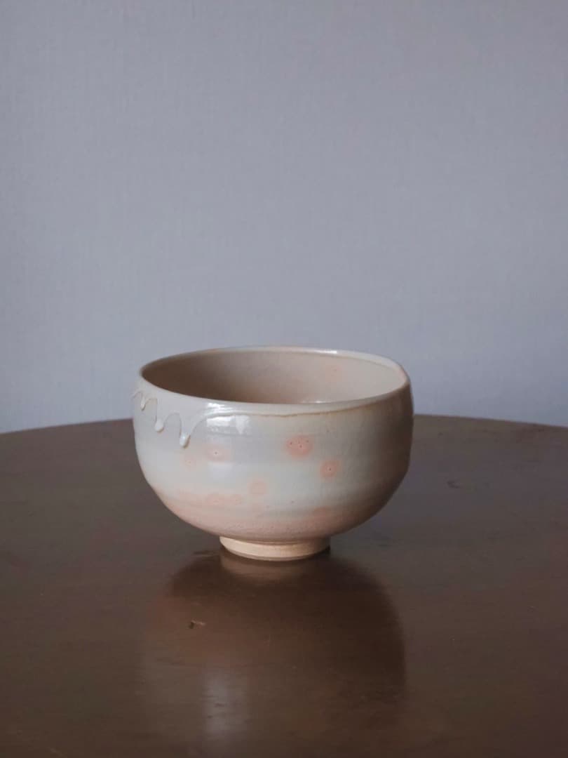 高橋道八　銹絵秋草文　茶碗　茶道具　仕覆付　箱付　Q2325