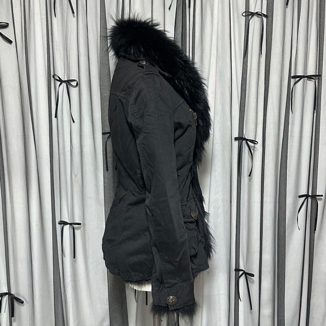 平成ギャル y2k　リアルファー　ミニタリージャケット　ダークコア　グランジ