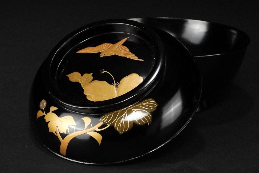 輪島塗 花鳥紋 金蒔絵 吸物椀 5客 蓋碗 漆芸 漆器