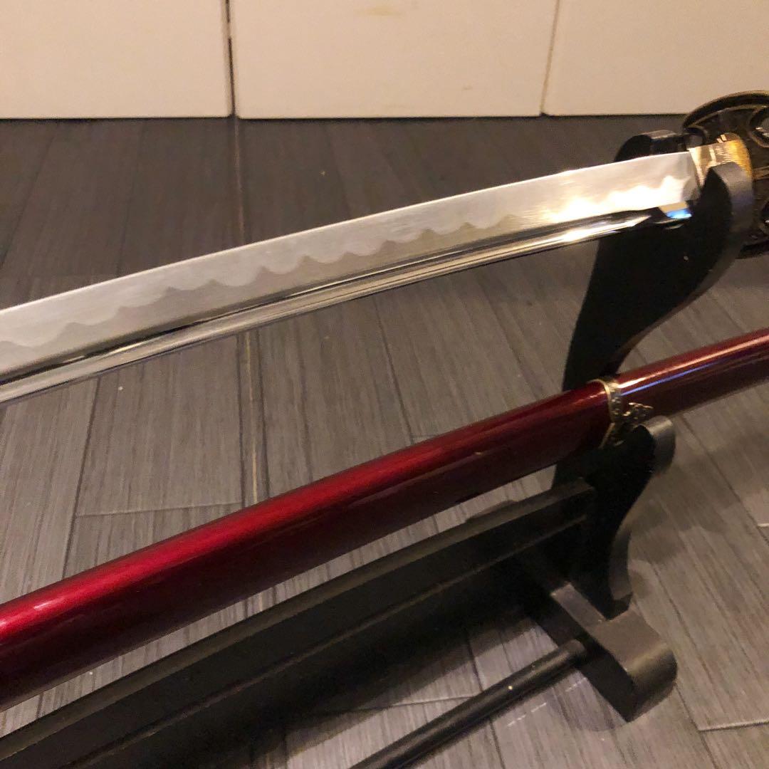 高級模造刀　居合刀　樋入刀身　朱拵え　合金刀身