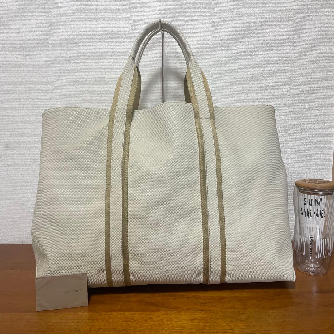 《極美品》ボッテガヴェネタ ナイロン×レザー ハンドバッグ ベージュ系