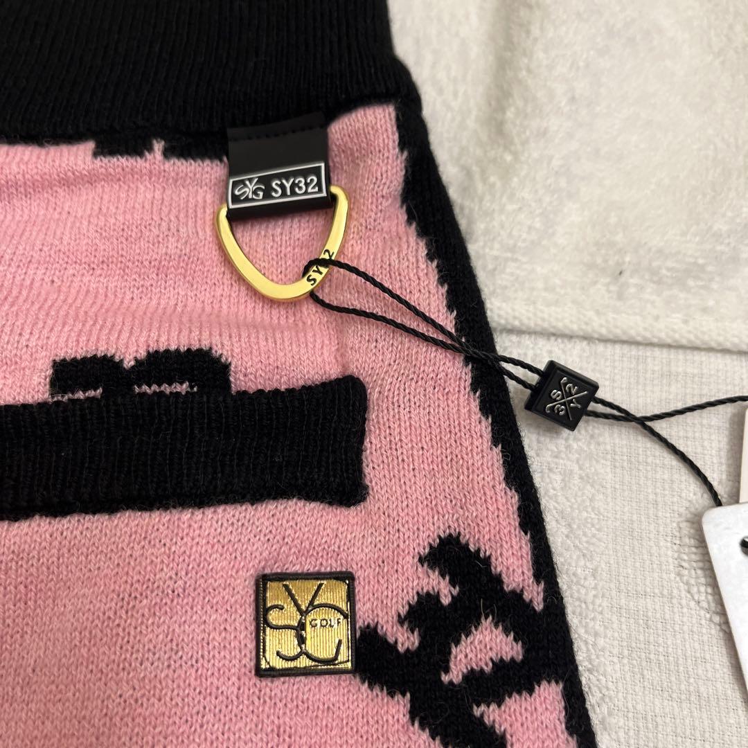 SY32 ニットスカート ピンク/黒