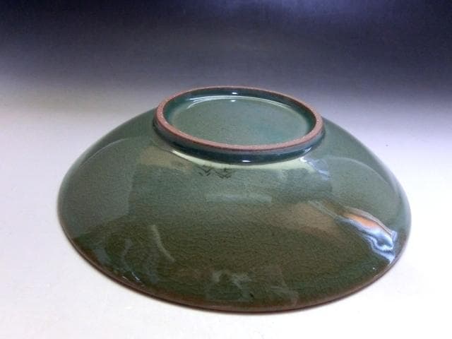 菓子鉢■釜谷陶房 申相浩 魚紋青磁大皿 高麗青磁 共箱 古美術 時代物 骨董品■