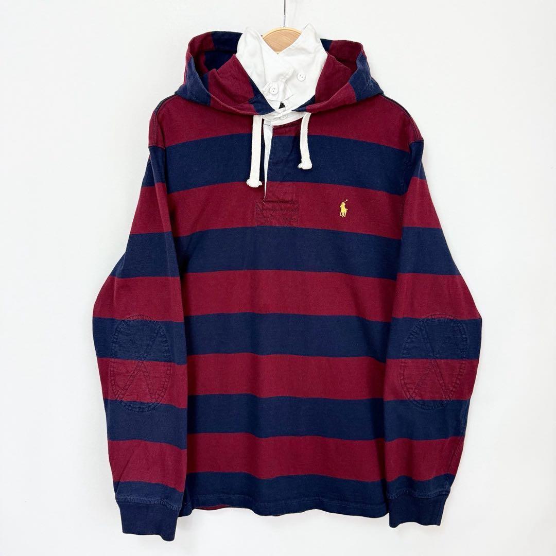 POLO Ralph Lauren ボーダーフード付 ラガーシャツ S87b
