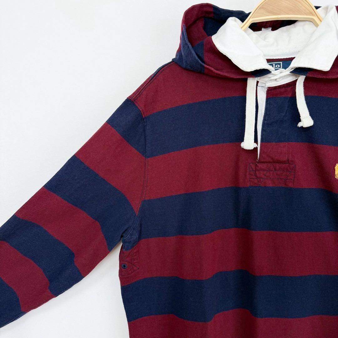 POLO Ralph Lauren ボーダーフード付 ラガーシャツ S87b