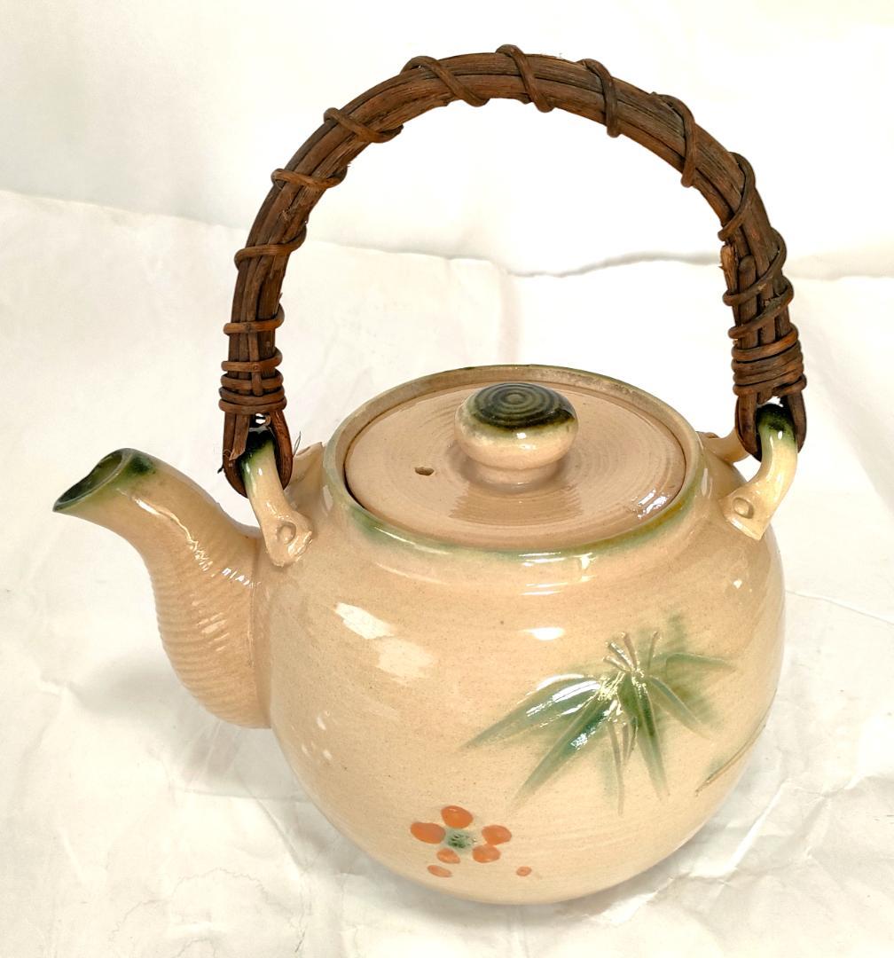 陶器 急須 梅・笹・松葉 レトロ Ae-304