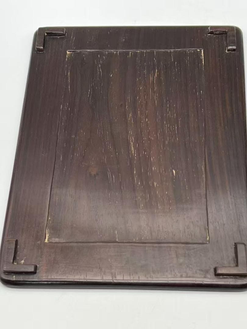 明時代　古端渓硯　浮雕螭龍文 双龍戲珠文　水坑紫端硯 元硯箱 極上品(B-89)