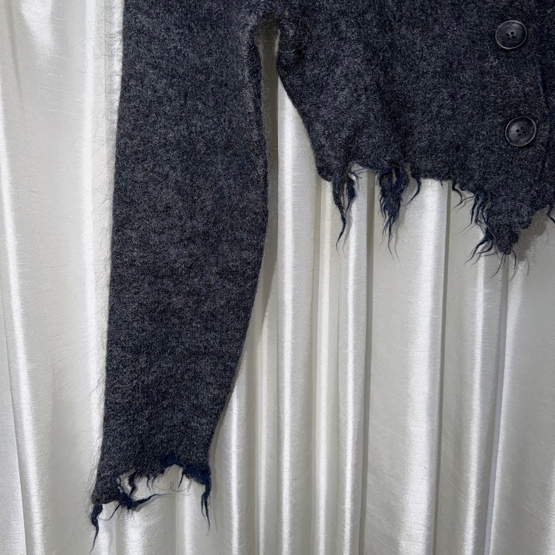 PERVERZEパーバーズ ダメージニットカーディガン グレー リバーシブル