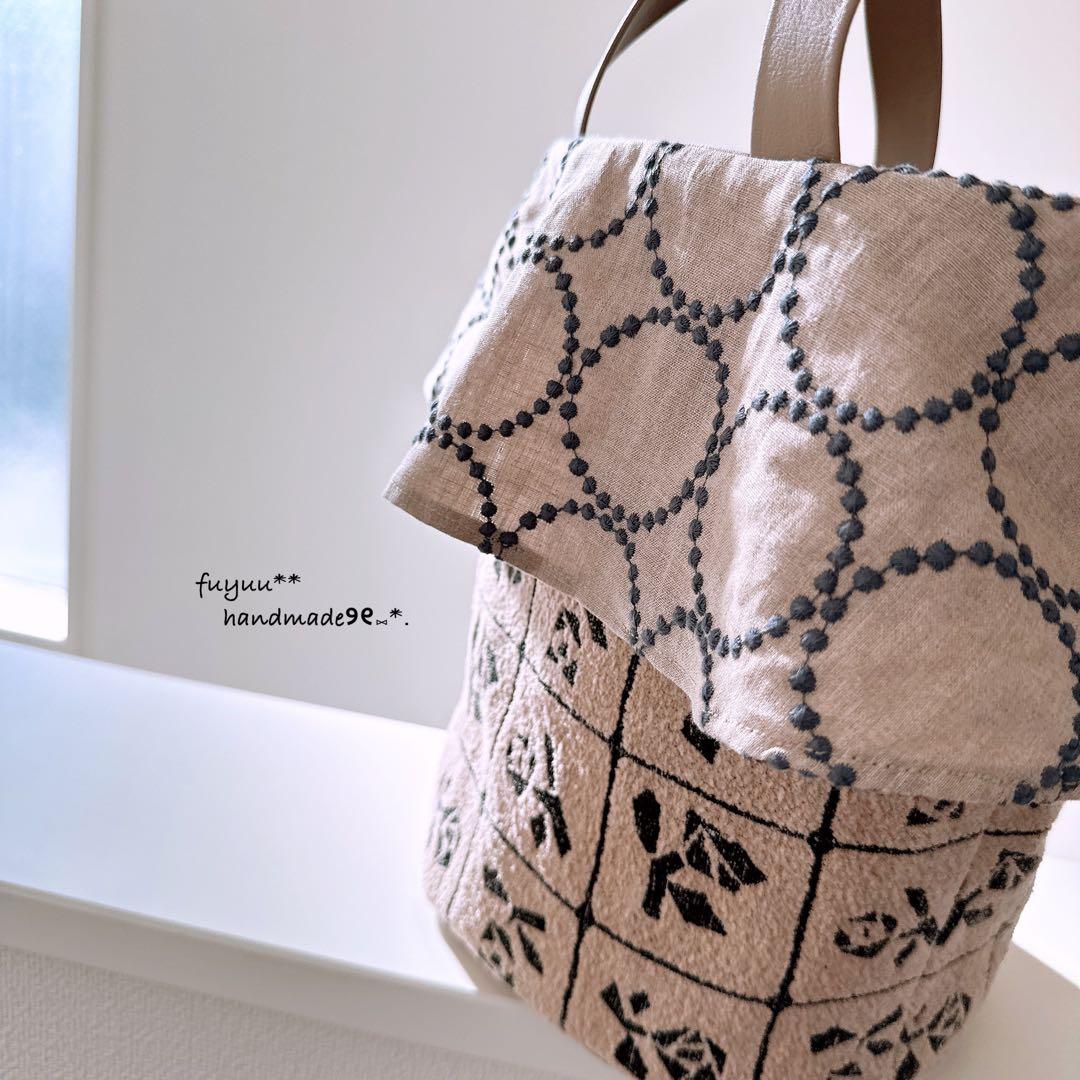 ハンドメイド⑅﻿丸底バケツ型のフリルバッグ ミナペルホネン Lulu タンバリン