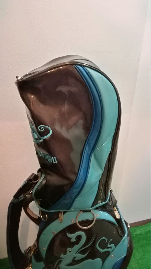 ダンスウィズドラゴン　キャディバッグ　エナメル　ブラック×ブルー