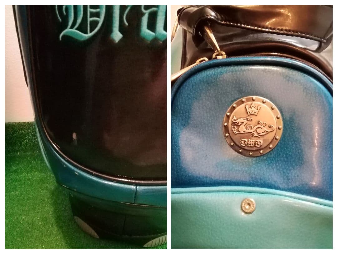 ダンスウィズドラゴン　キャディバッグ　エナメル　ブラック×ブルー