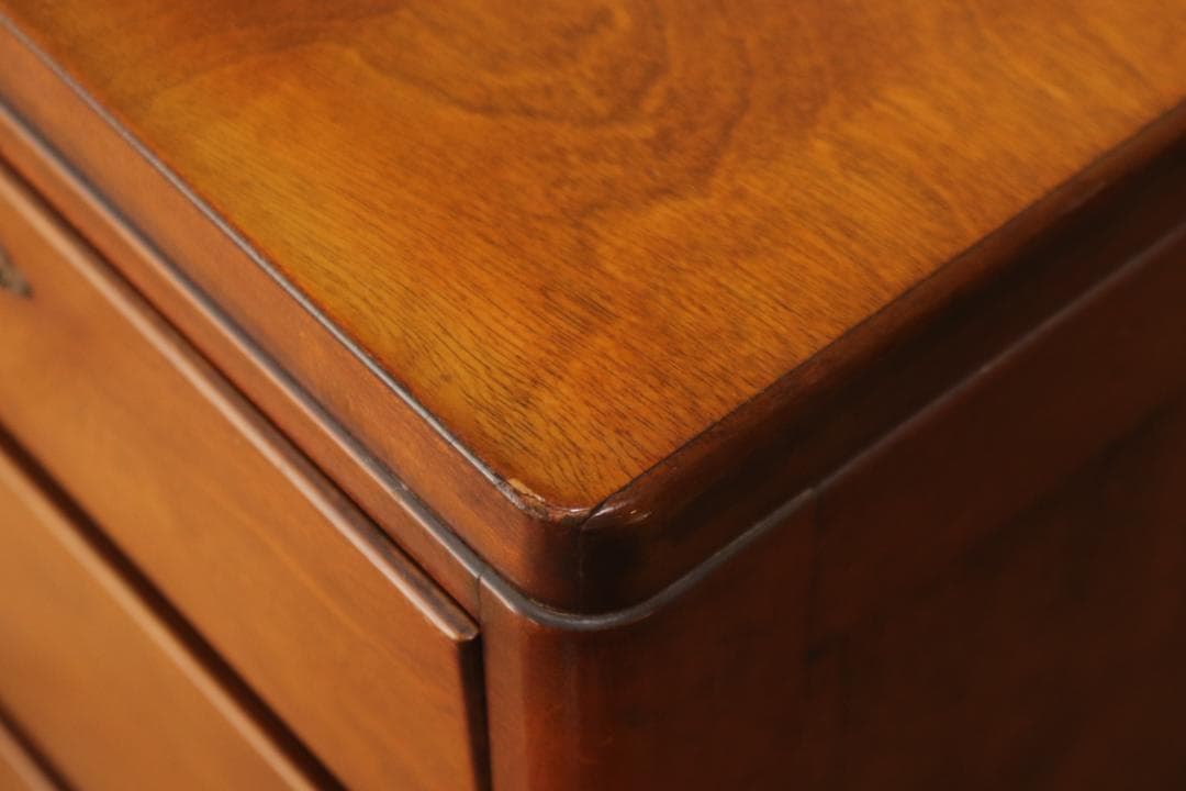 レトロ 片袖デスク 机 書斎 作業台 引き出し 抽斗 5杯 木製 古道具