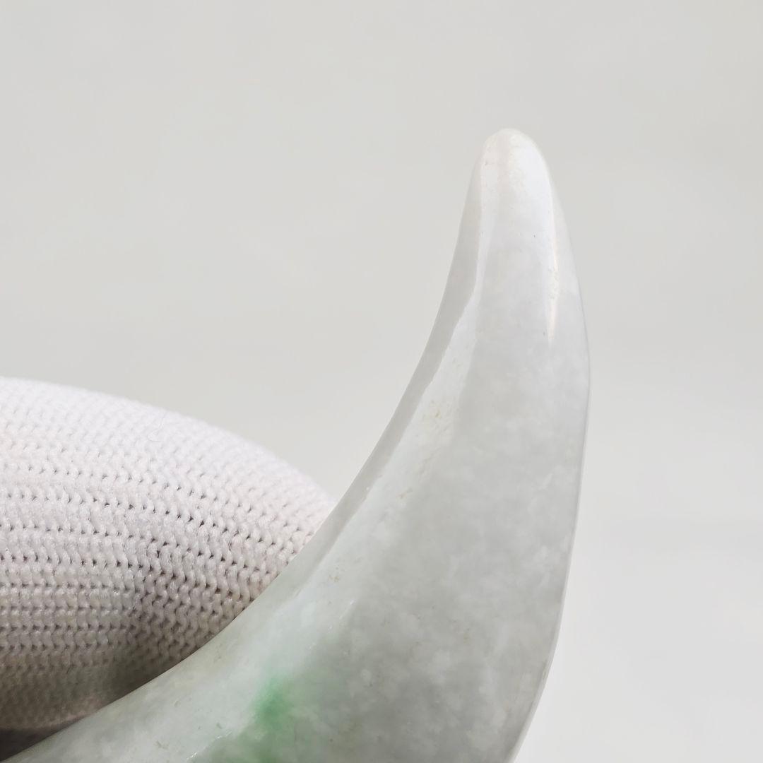 古美術 翡翠 氷糯 辣緑 手彫 龍頭紋 獣牙形 根付 玉佩 玉衝牙 お守り 美品