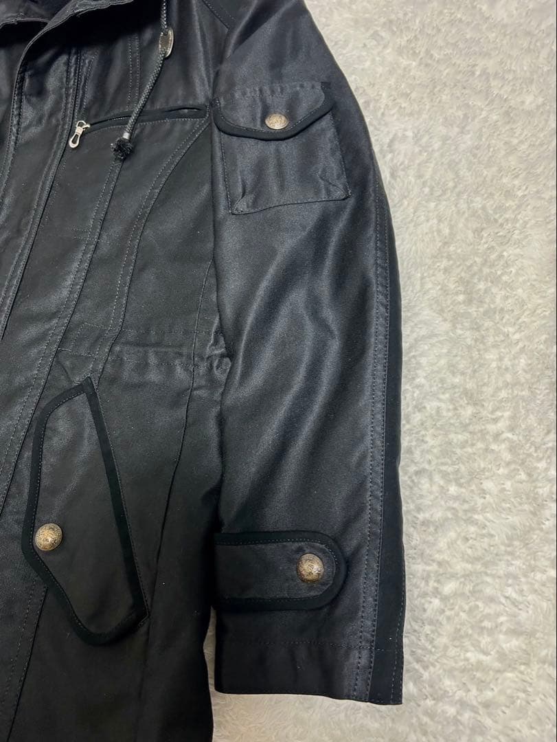 5351 プールオム ブラック モッズコート サイズS