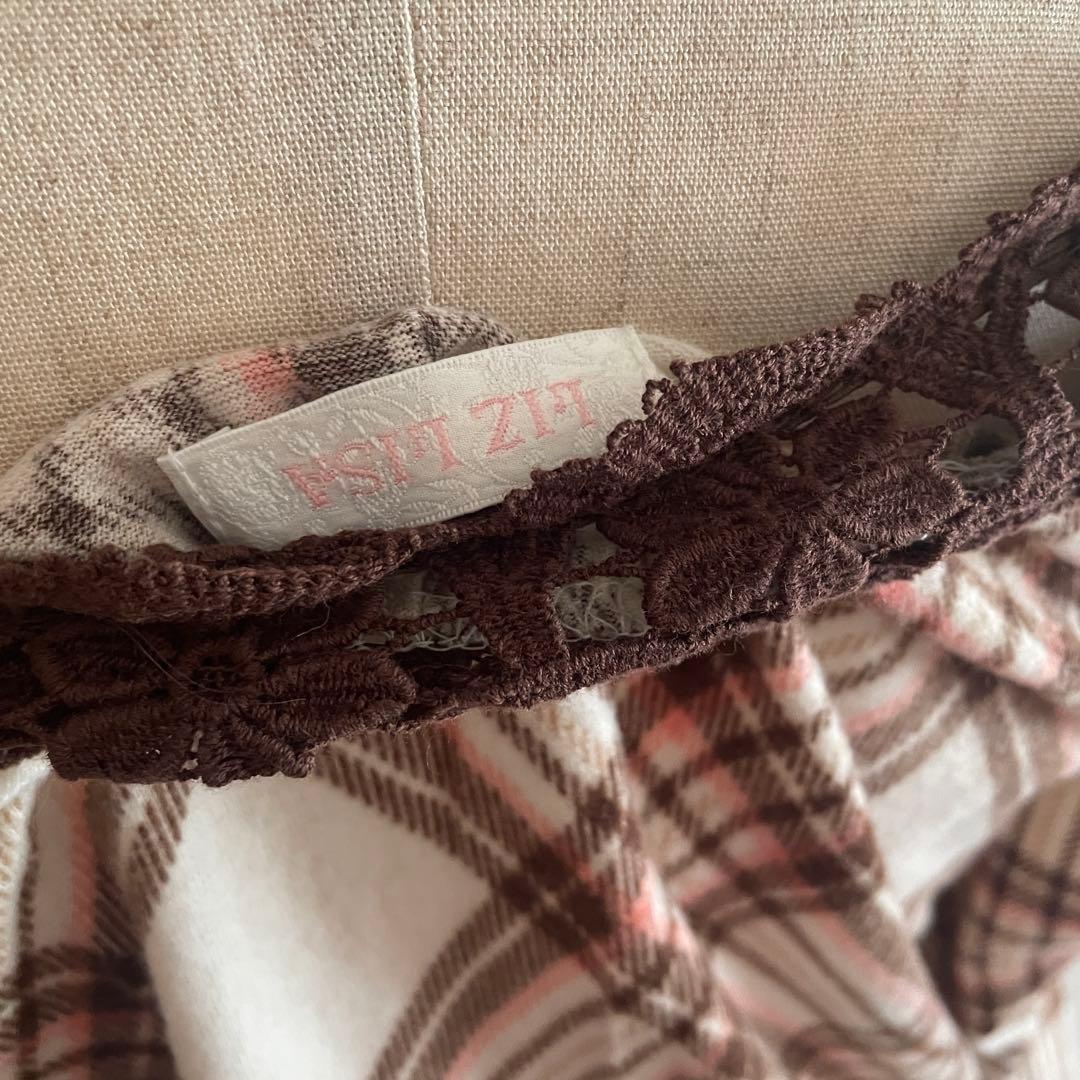 00s 希少 LIZLISA 2way 起毛チェック柄オフショルワンピ 姫カジ