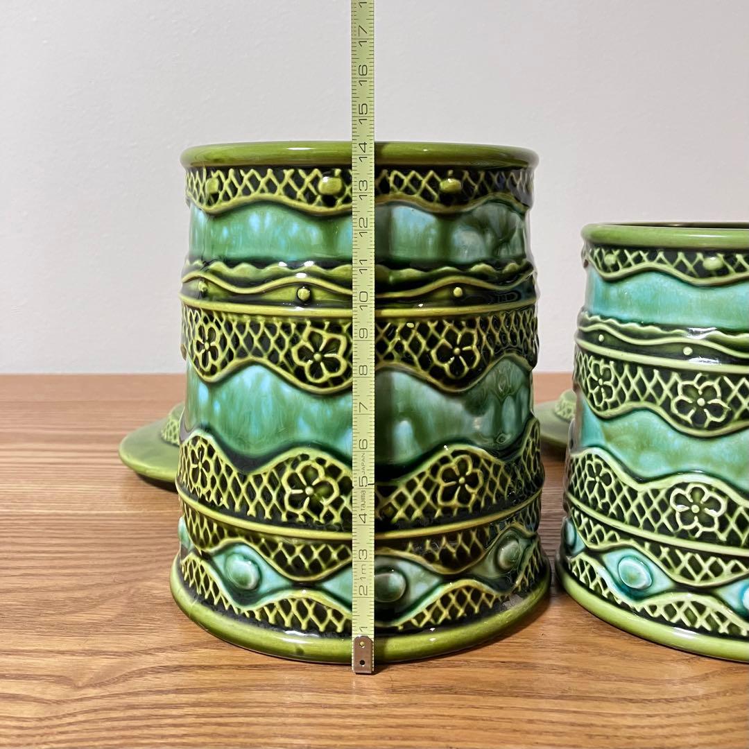 ヴィンテージ 陶器製 蓋付きキャニスター ジャー