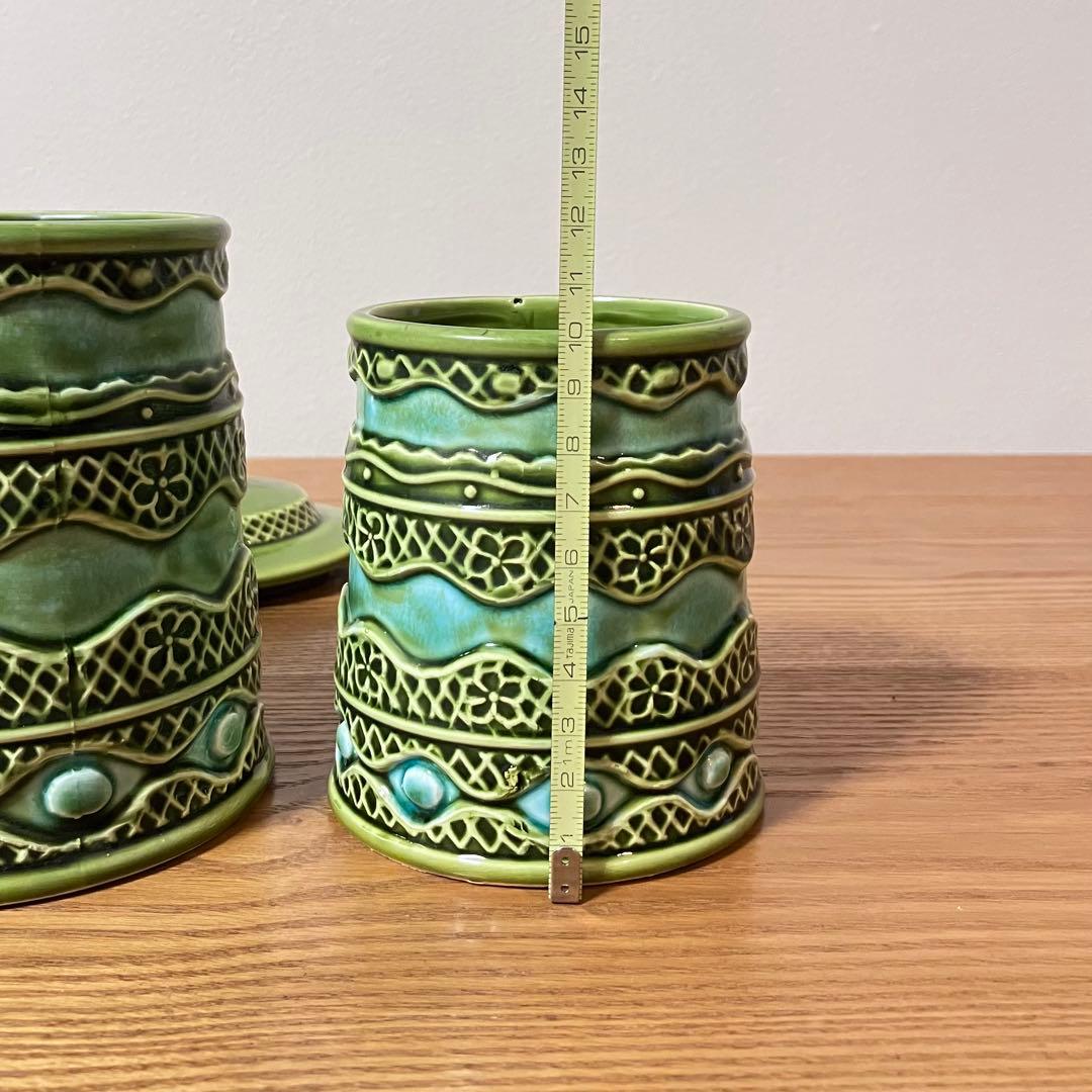 ヴィンテージ 陶器製 蓋付きキャニスター ジャー