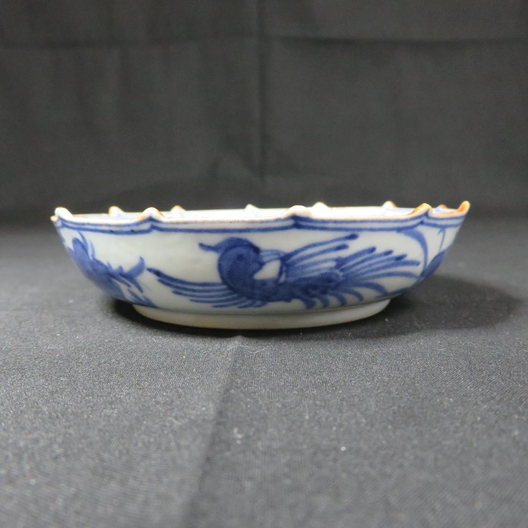 小皿 手塩皿 豆皿 染付 古伊万里 人物風景図 2枚 明治 大正 窯傷