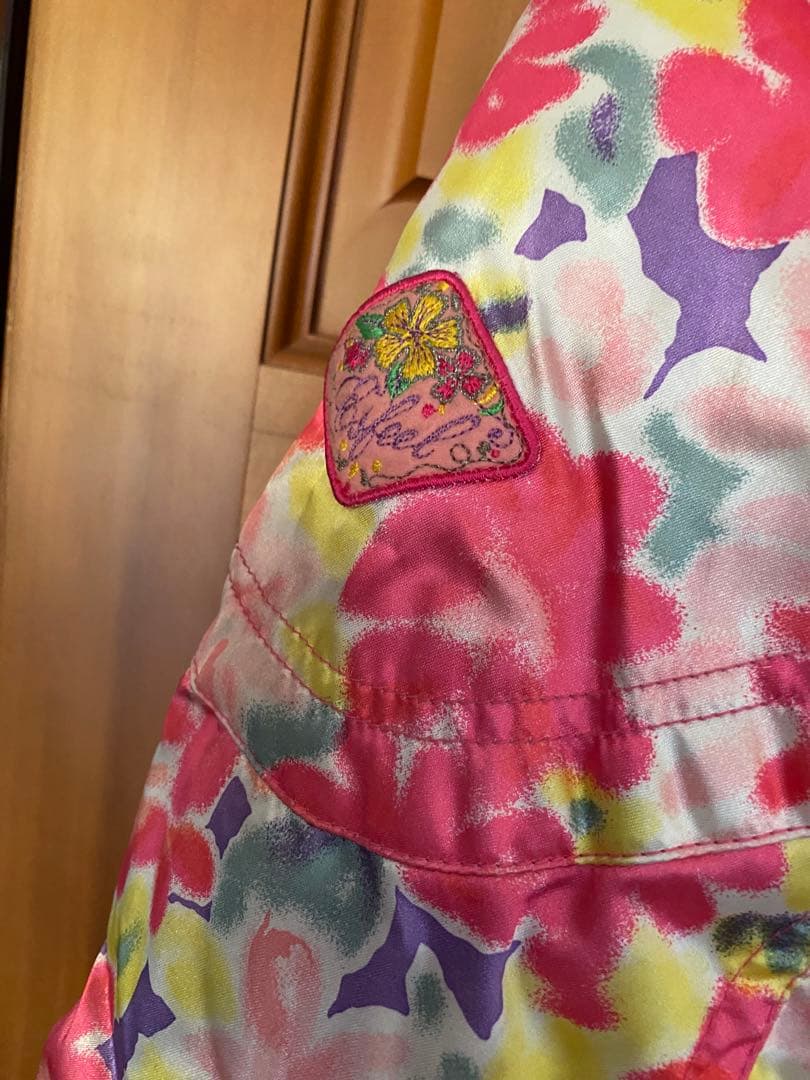 レディースM　90年代初期　スキーウェア　花柄　ピンク　上下　下のみジャパーナ